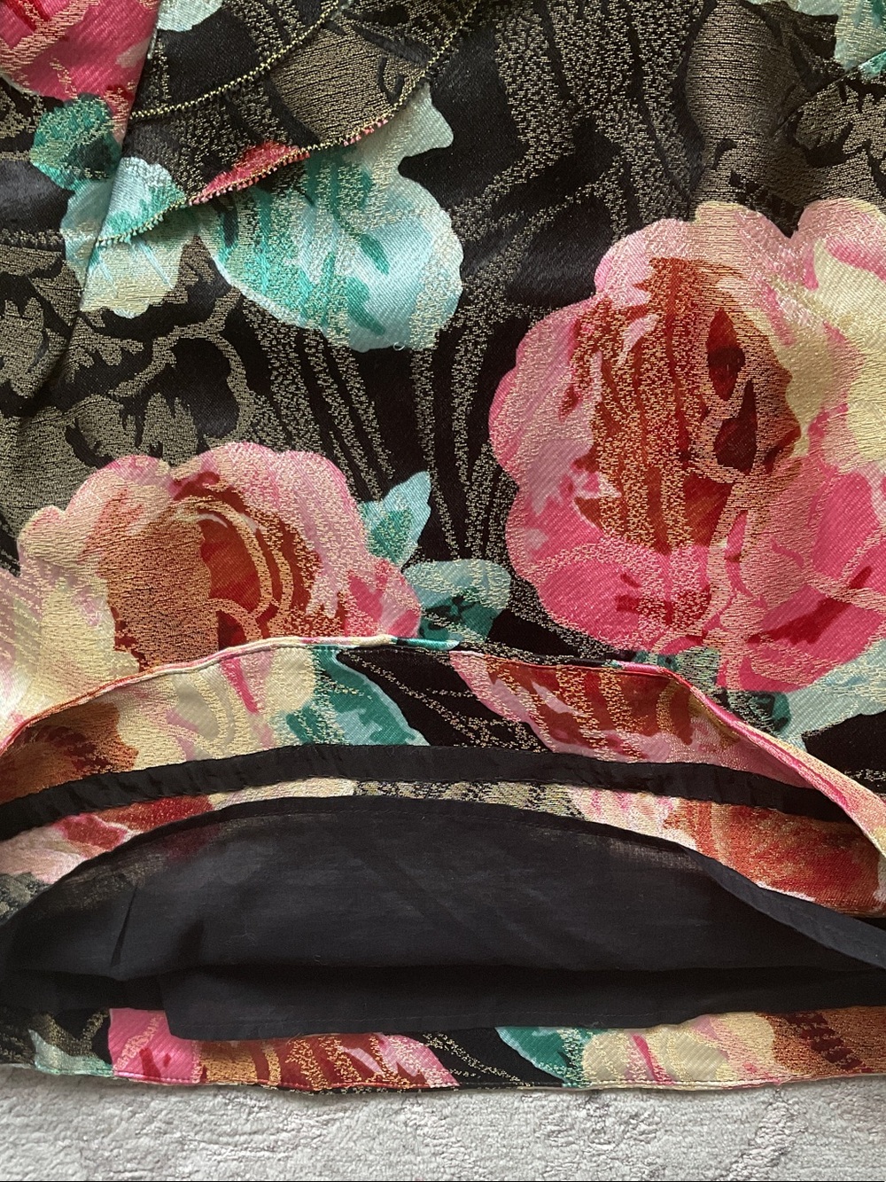 Anthro/Leifsdottir silk Metallic Brocade Rose Floral Top - Picture 7 of 9